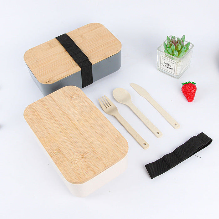 Custom Logo Wood Grain Lid Bento Box
