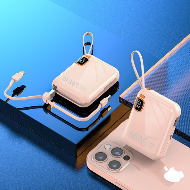 Custom Logo Compact Power Bank with Cable Lanyard