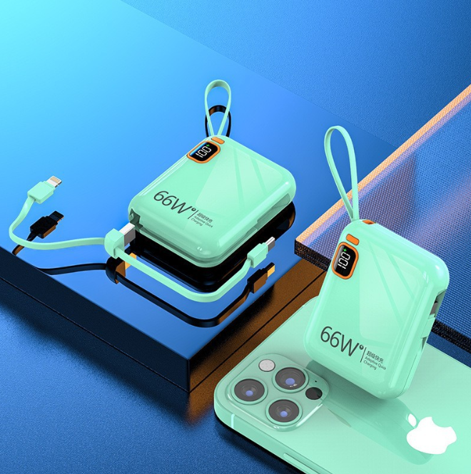 Custom Logo Compact power bank with cable lanyard | Premium Corporate Gifts and Custom Gifts