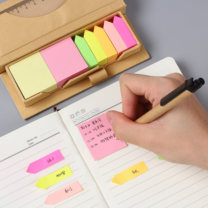 Custom Logo Eco-friendly sticky note paper combination with pen and ruler | Premium Corporate Gifts and Custom Gifts