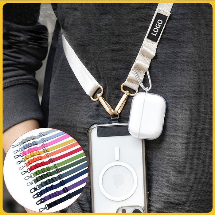 Custom Logo Metal Diagonal Strap Mobile Phone Lanyard