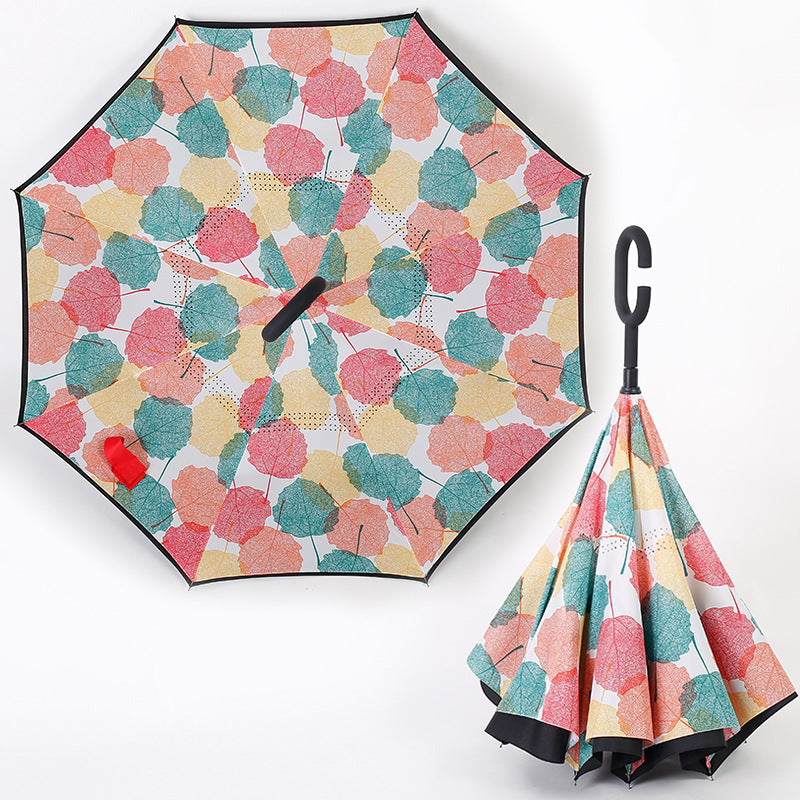 Custom Logo Rainbow Non-Dripping Reverse Umbrella | Premium Corporate Gifts and Custom Gifts