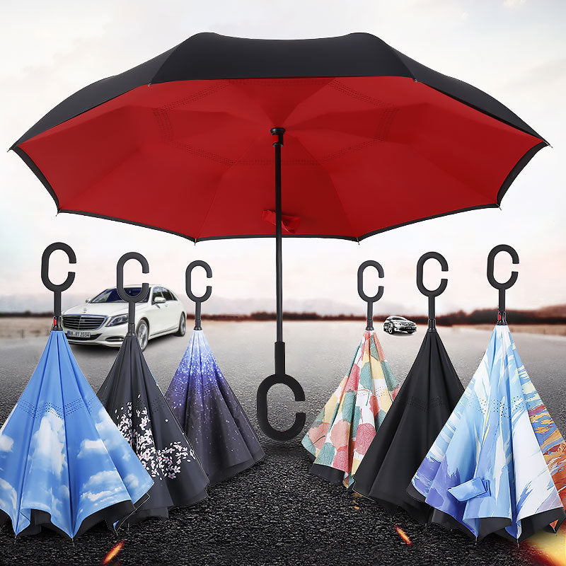 Custom Logo Rainbow Non-Dripping Reverse Umbrella | Premium Corporate Gifts and Custom Gifts