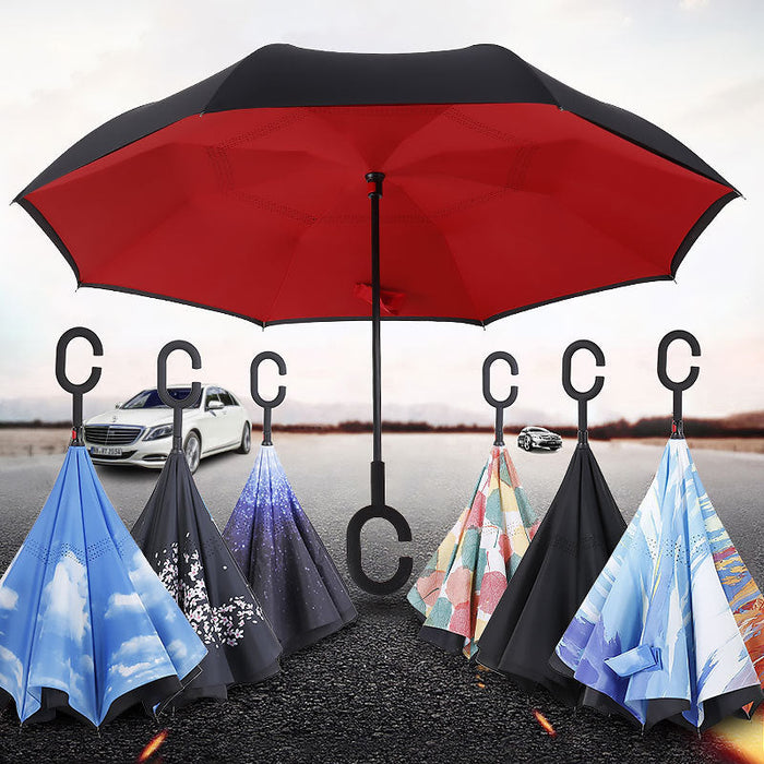 Custom Logo Rainbow Non-Dripping Reverse Umbrella