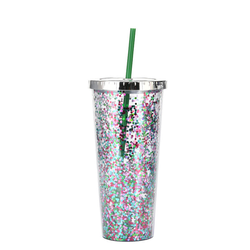 Custom Logo Shiny Sequin Straw Cup | Premium Corporate Gifts and Custom Gifts