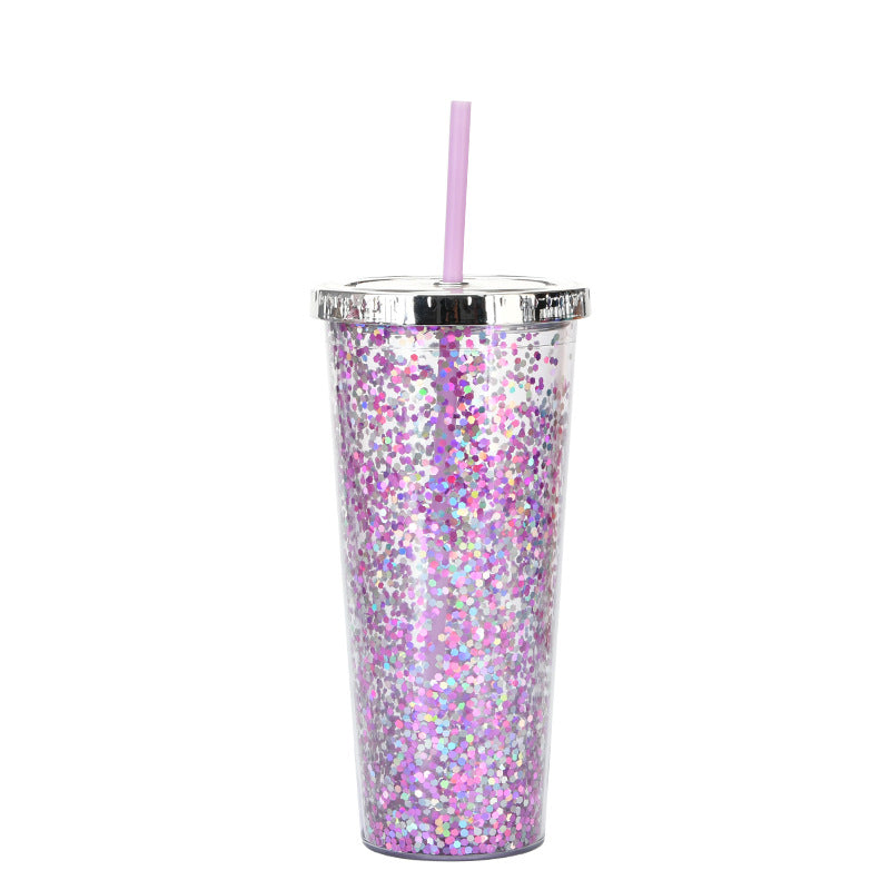 Custom Logo Shiny Sequin Straw Cup | Premium Corporate Gifts and Custom Gifts