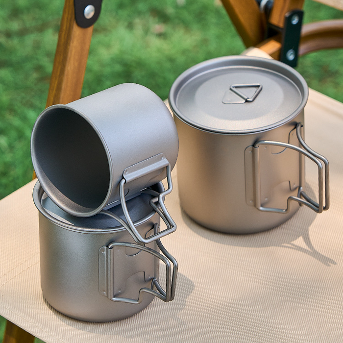 Custom Logo Camping Titanium Alloy Handle Mug