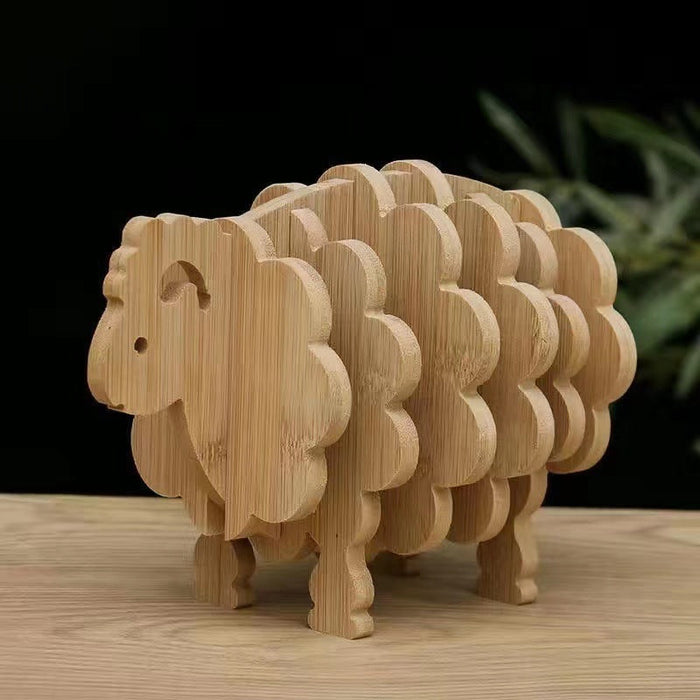 Custom Logo Wood Grain Animal Three-Dimensional Shape Thermal Insulation Mat